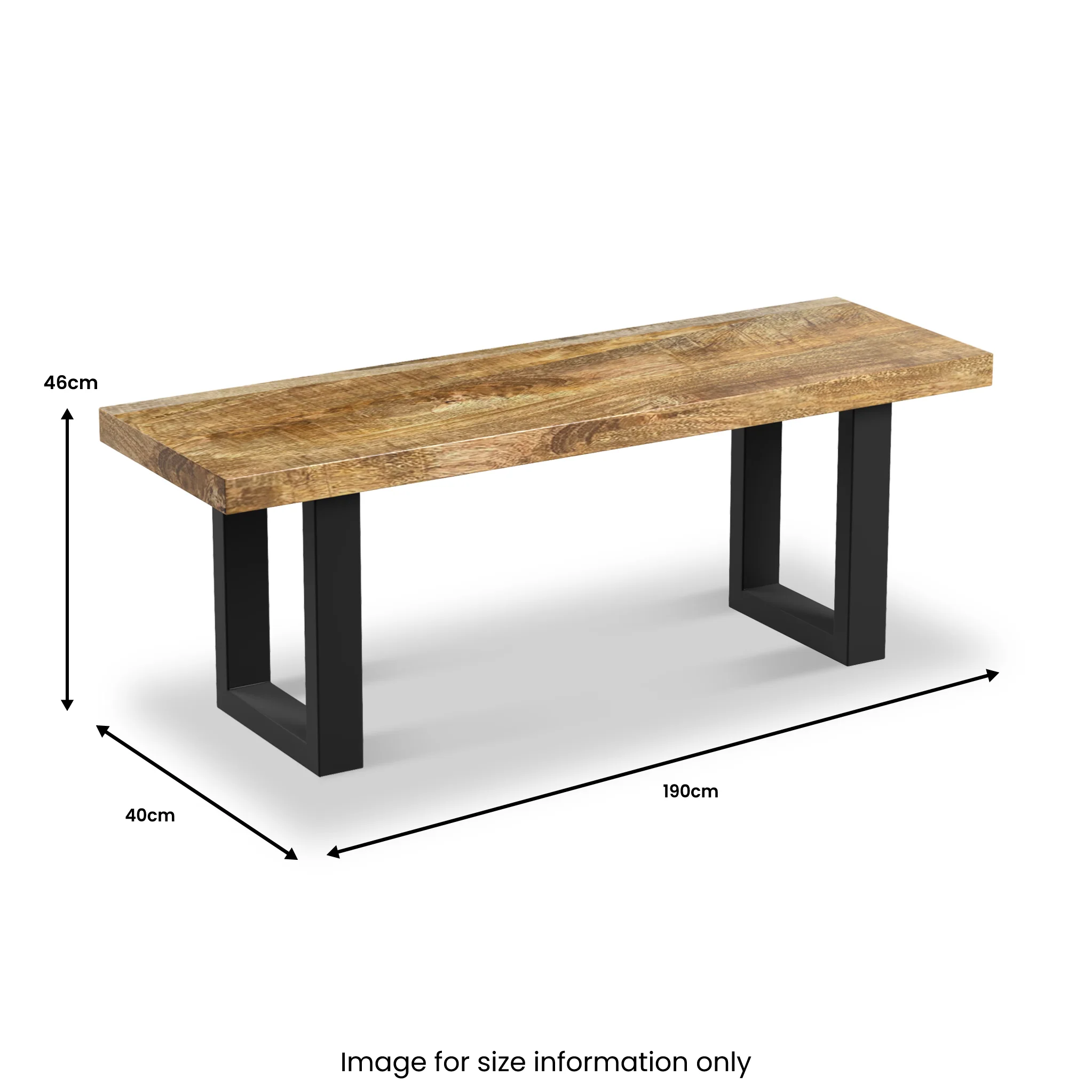 Abel Mango Wood Dining Bench with U Leg - Image 5