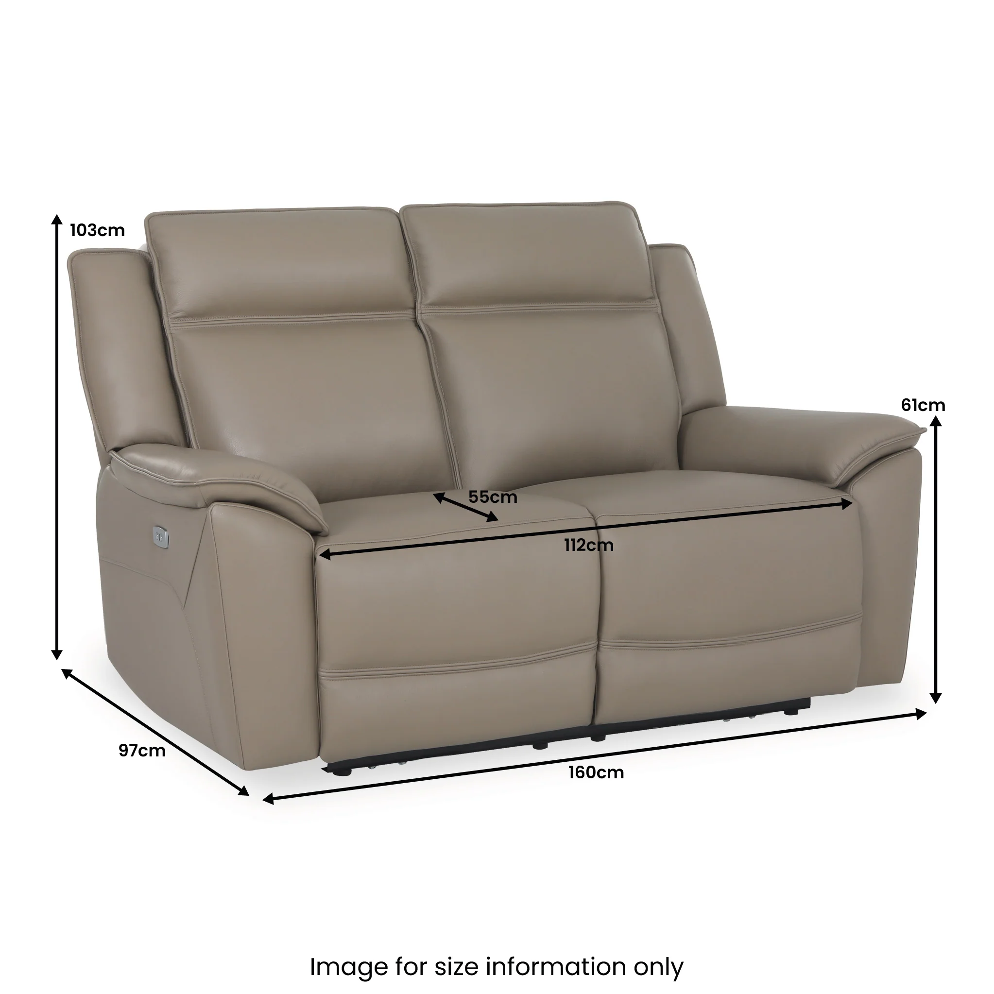 Alden Power Leather Recliner 2 Seater Sofa - Image 14