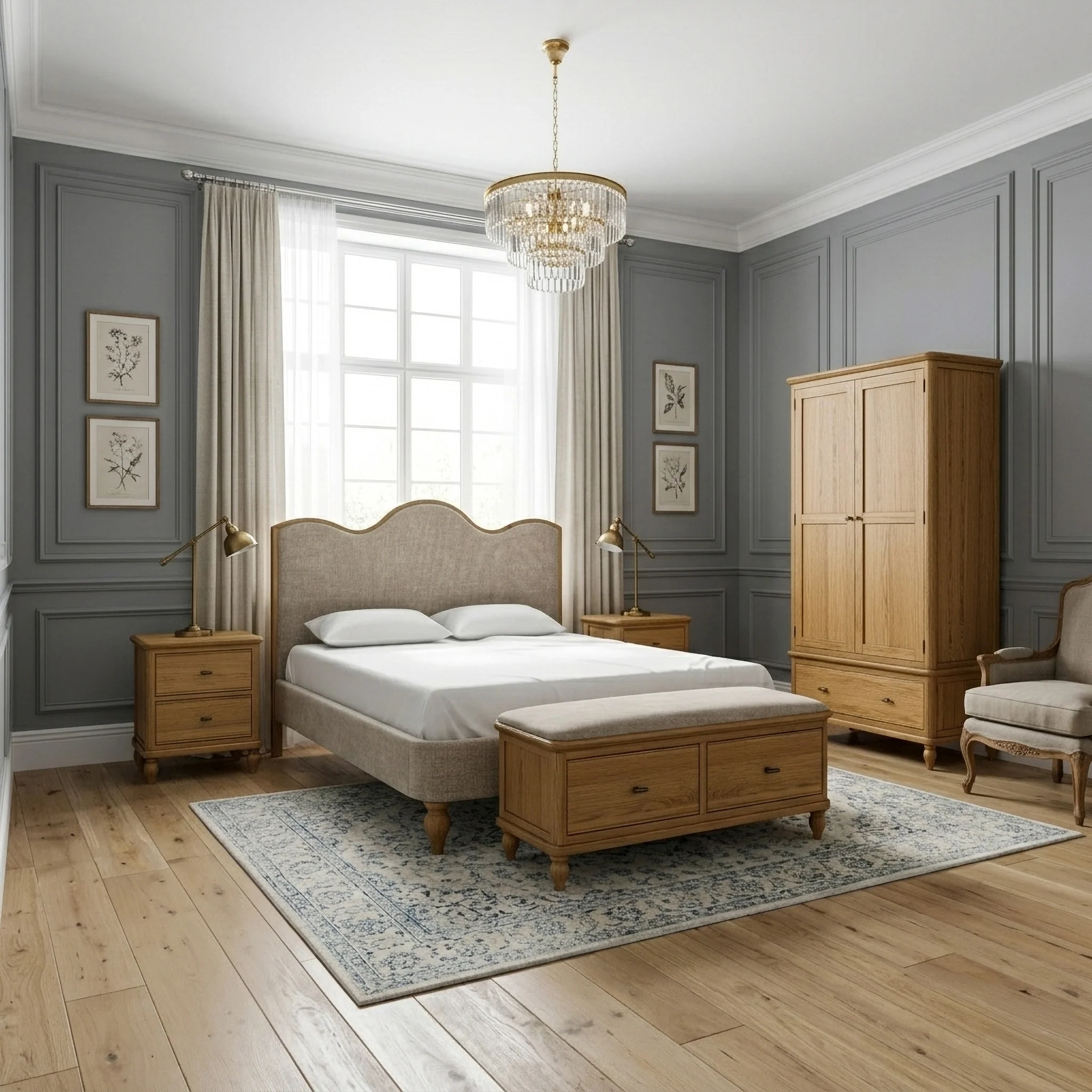 Alderley Oak 2 Drawer Wide Bedside Table - Image 3