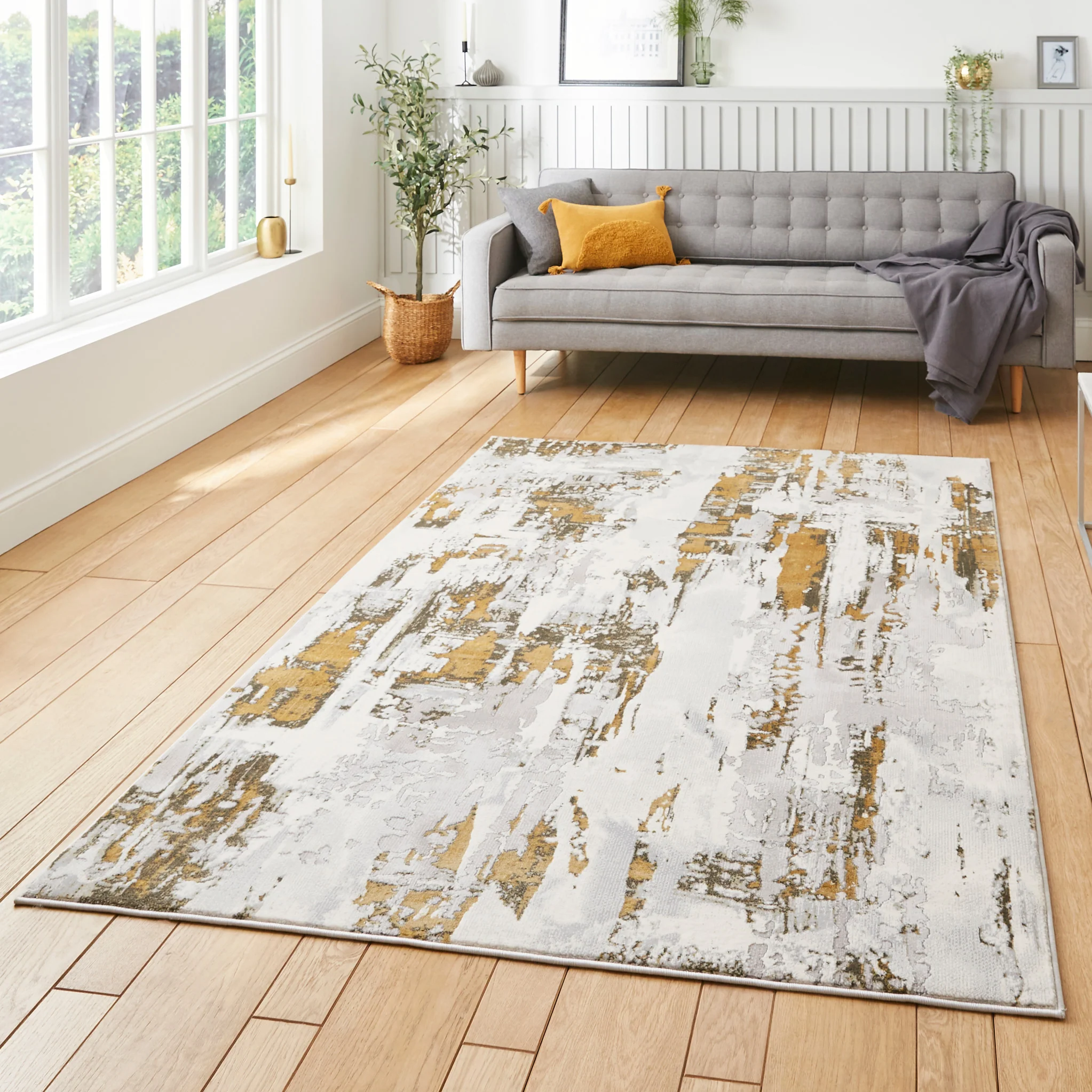 Aldrin Grey Distressed Patterned Rug - Image 2