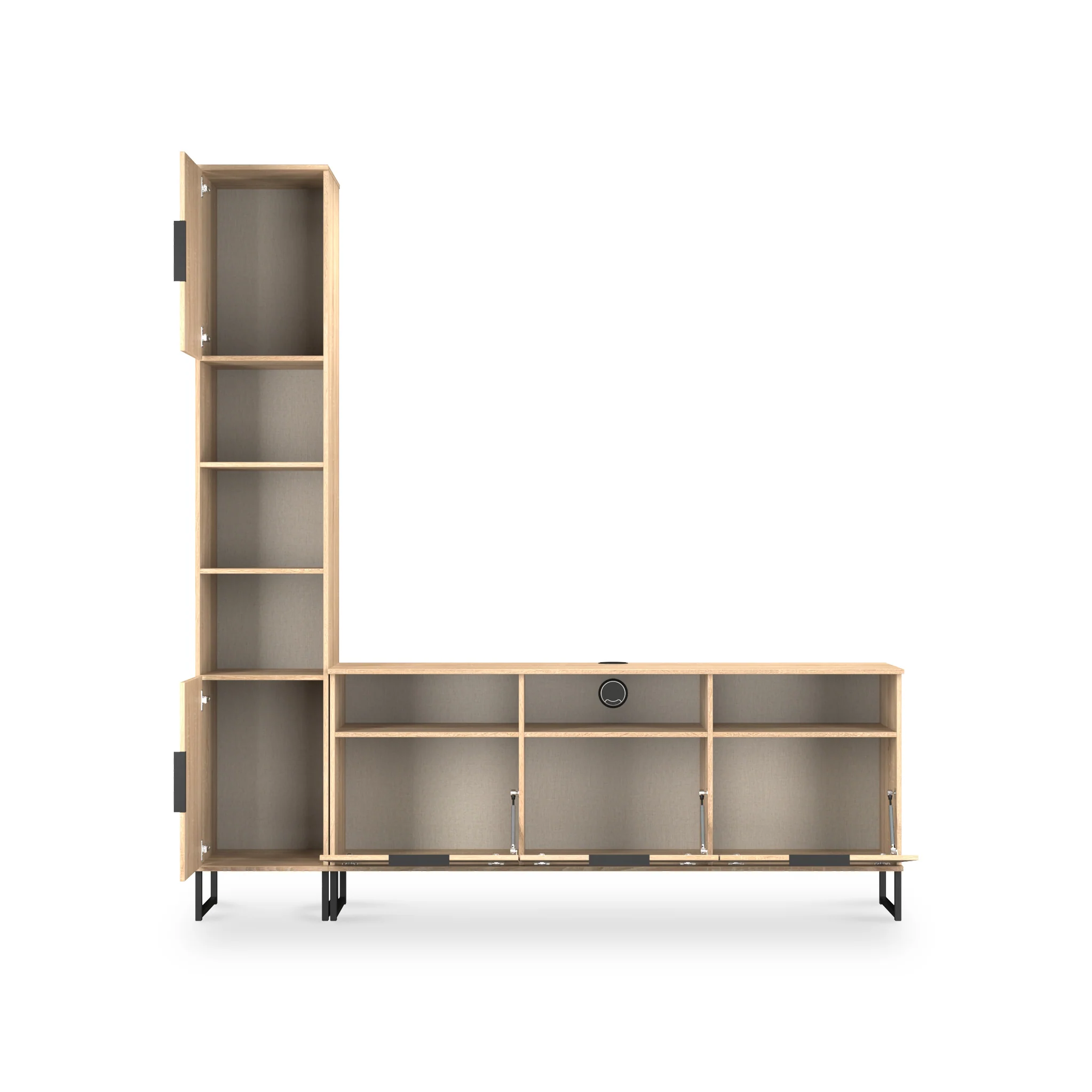 Ashbourne L-Shaped Media Wall TV Unit - Image 81