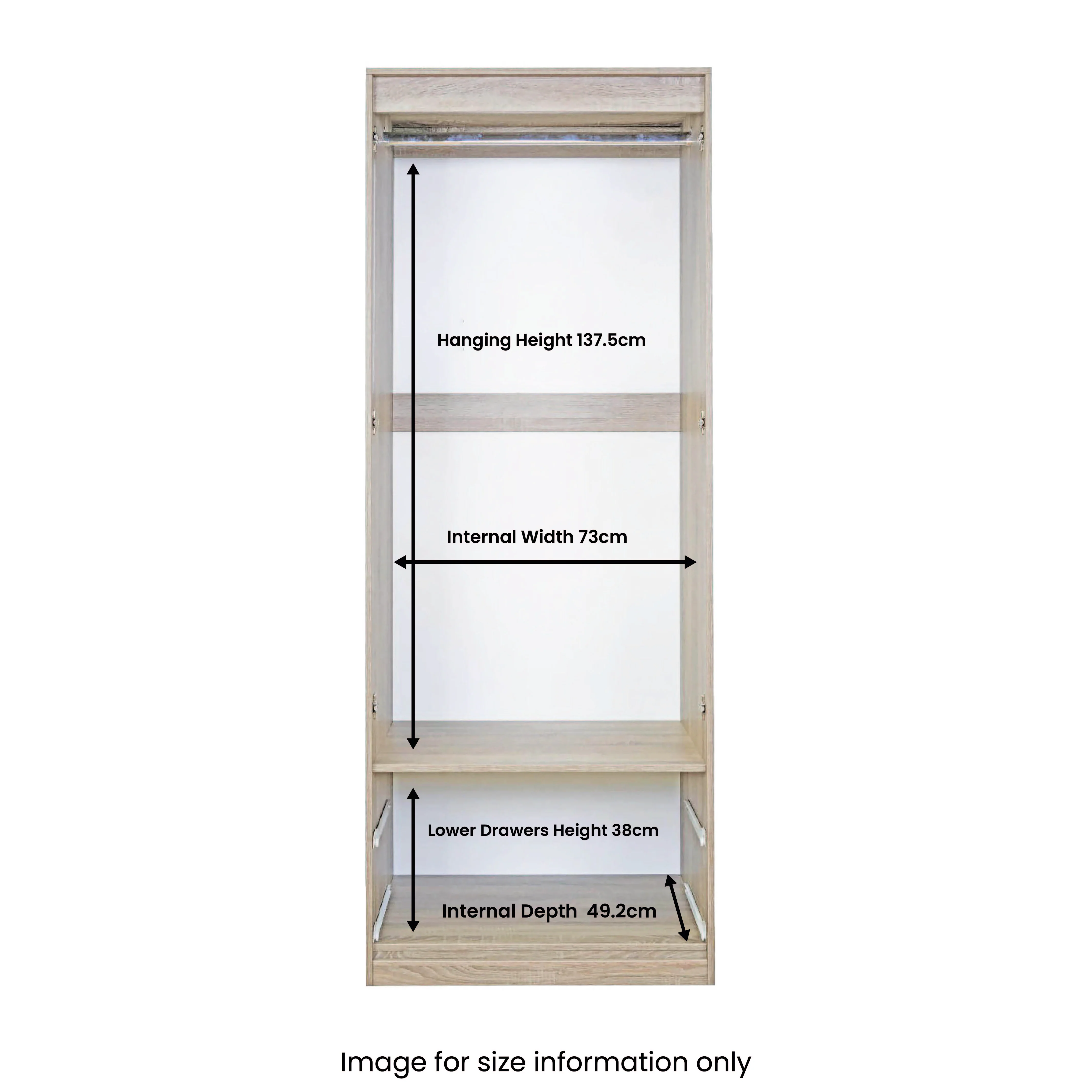 Asher Light Oak 2 Door 2 Drawer Double Wardrobe - Image 3