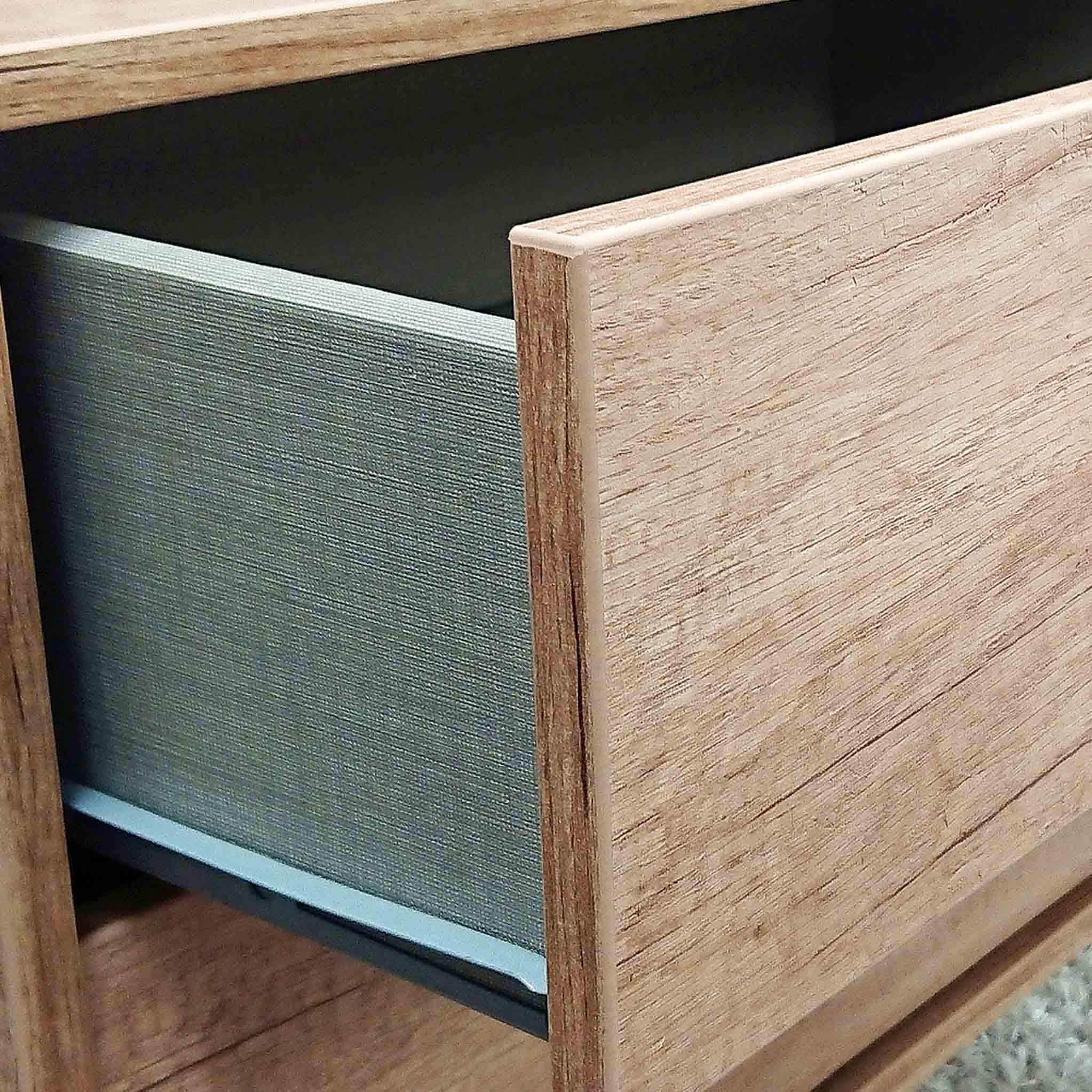 Asher Light Oak 2 Drawer Bedside Table with Black Legs - Image 4
