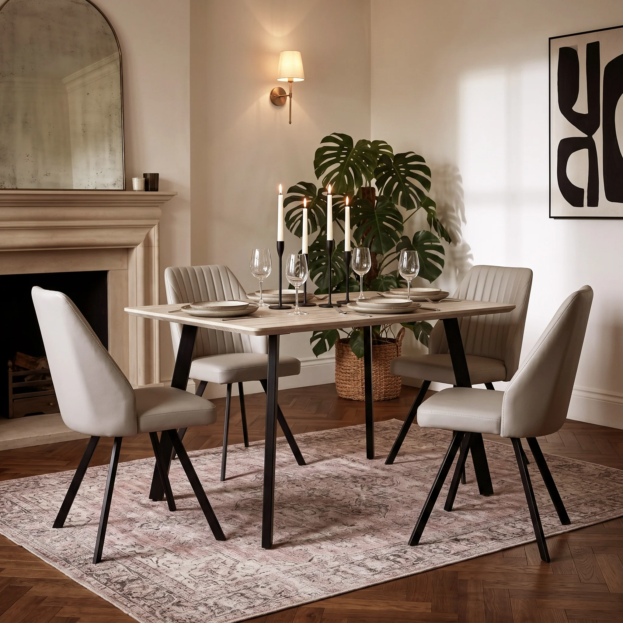 Barlo 120cm Travertine Effect Dining Table - Image 2