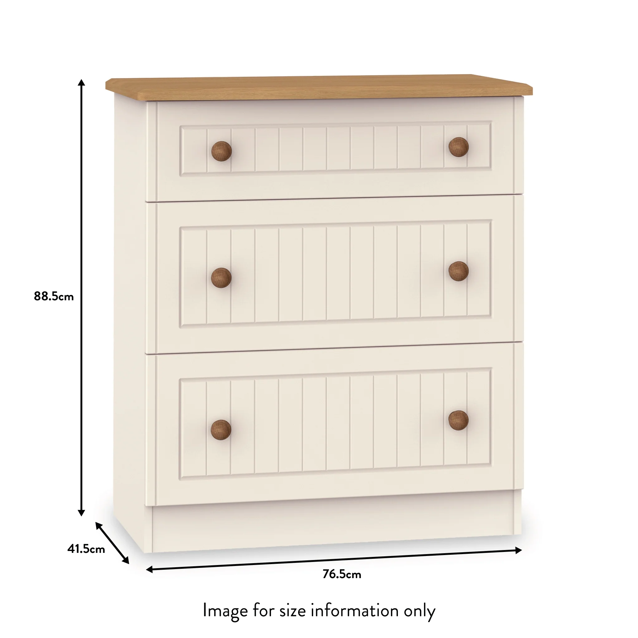 Brixham Cream 3 Drawer Deep Chest - Image 5