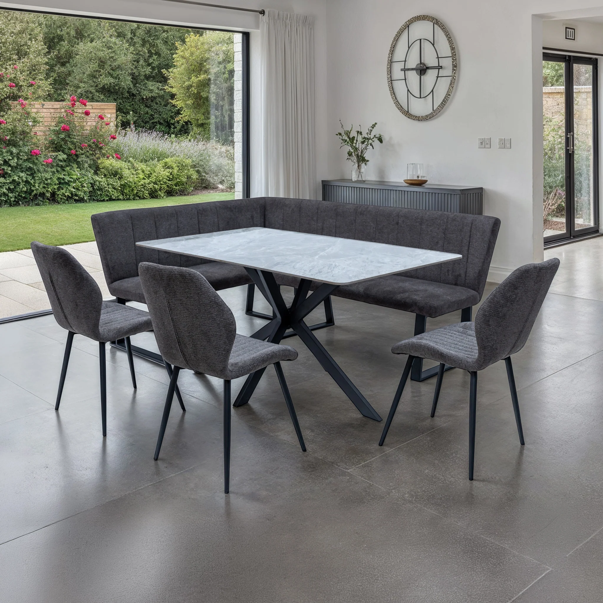 Camber Textured Fabric Corner Dining Bench - Image 2