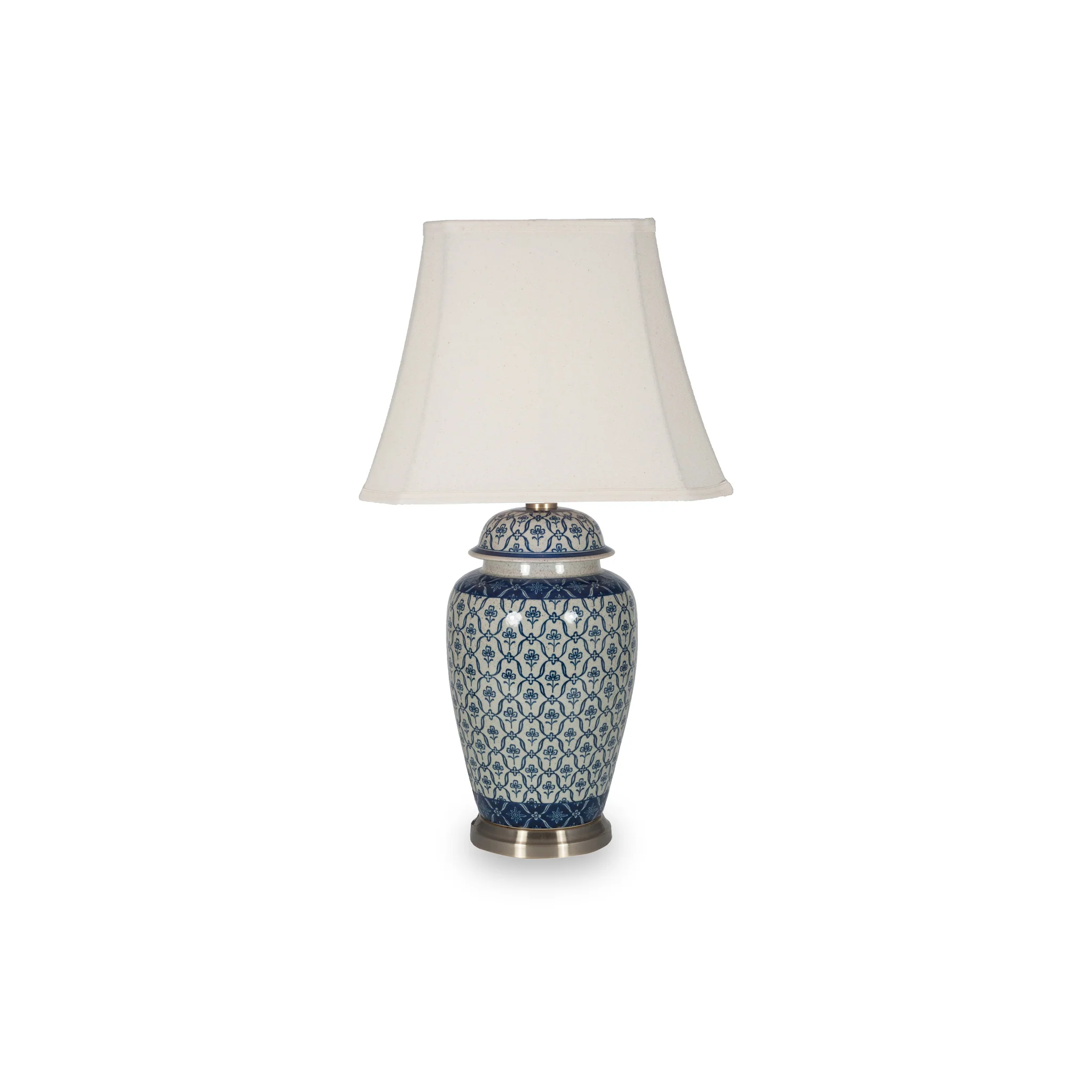 Chika Blue and White Ceramic Ginger Jar Table Lamp