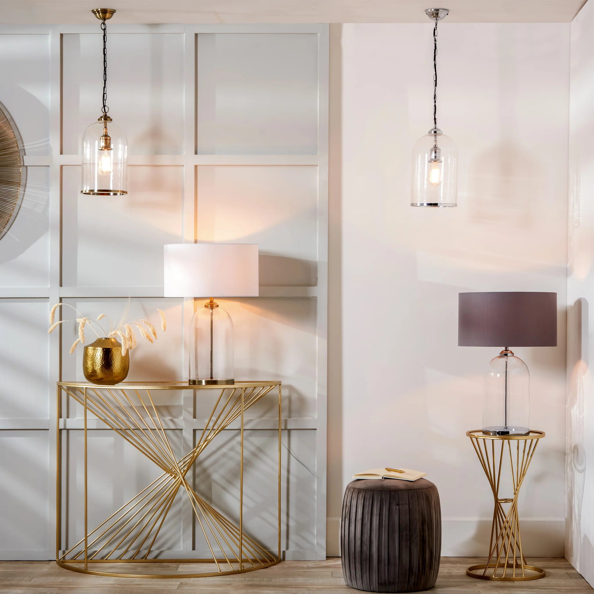 Cloche Clear Glass and Silver Table Lamp - Image 5