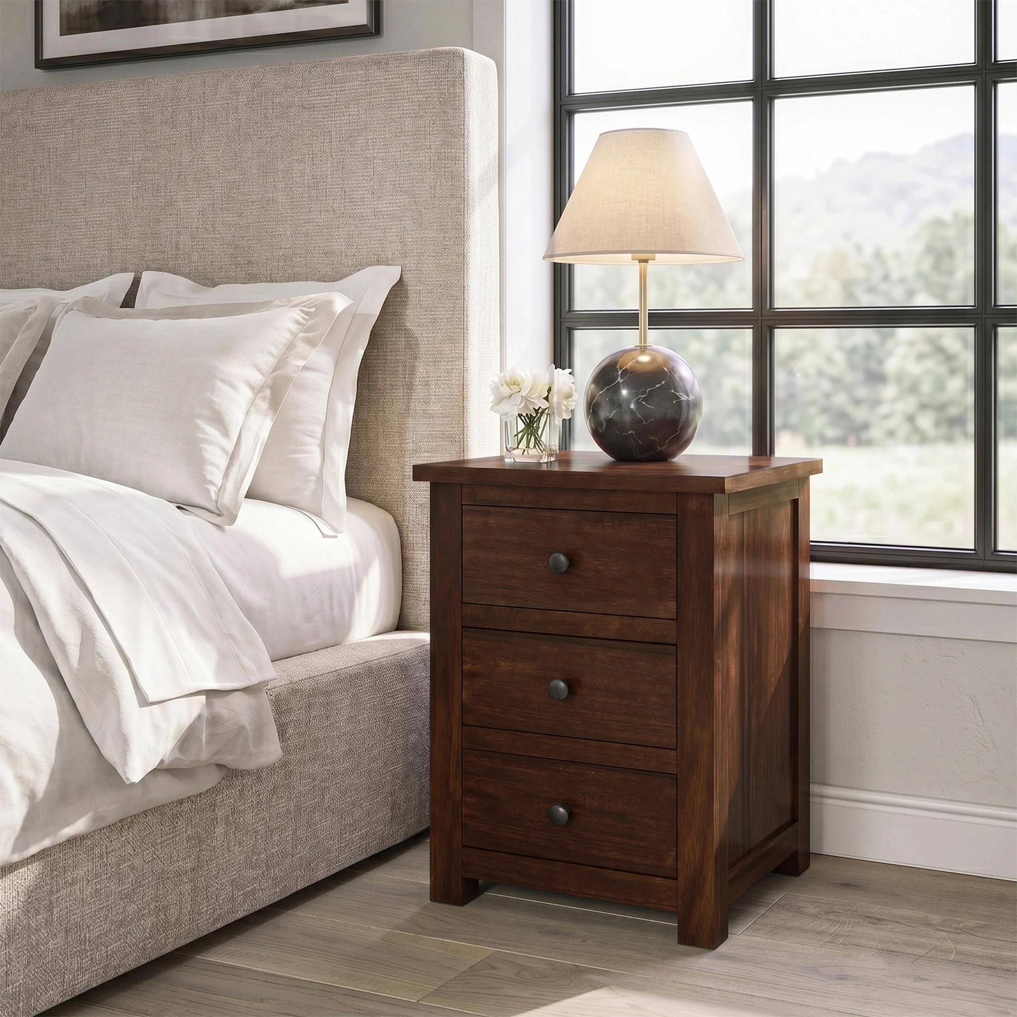 Duchy Acacia XL 3 Drawer Bedside Table - Image 2