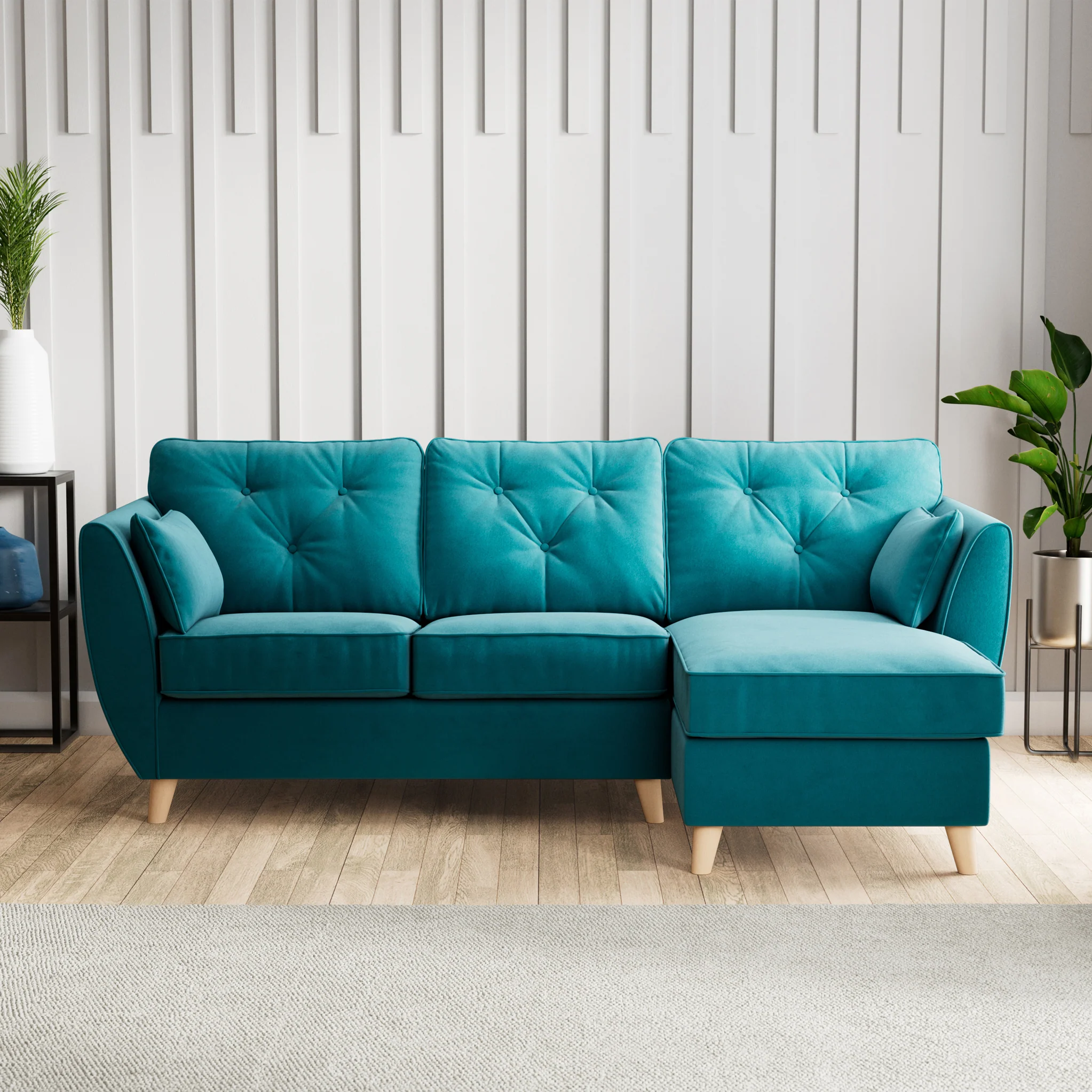 Edison Velvet Chaise Sofa - Image 3