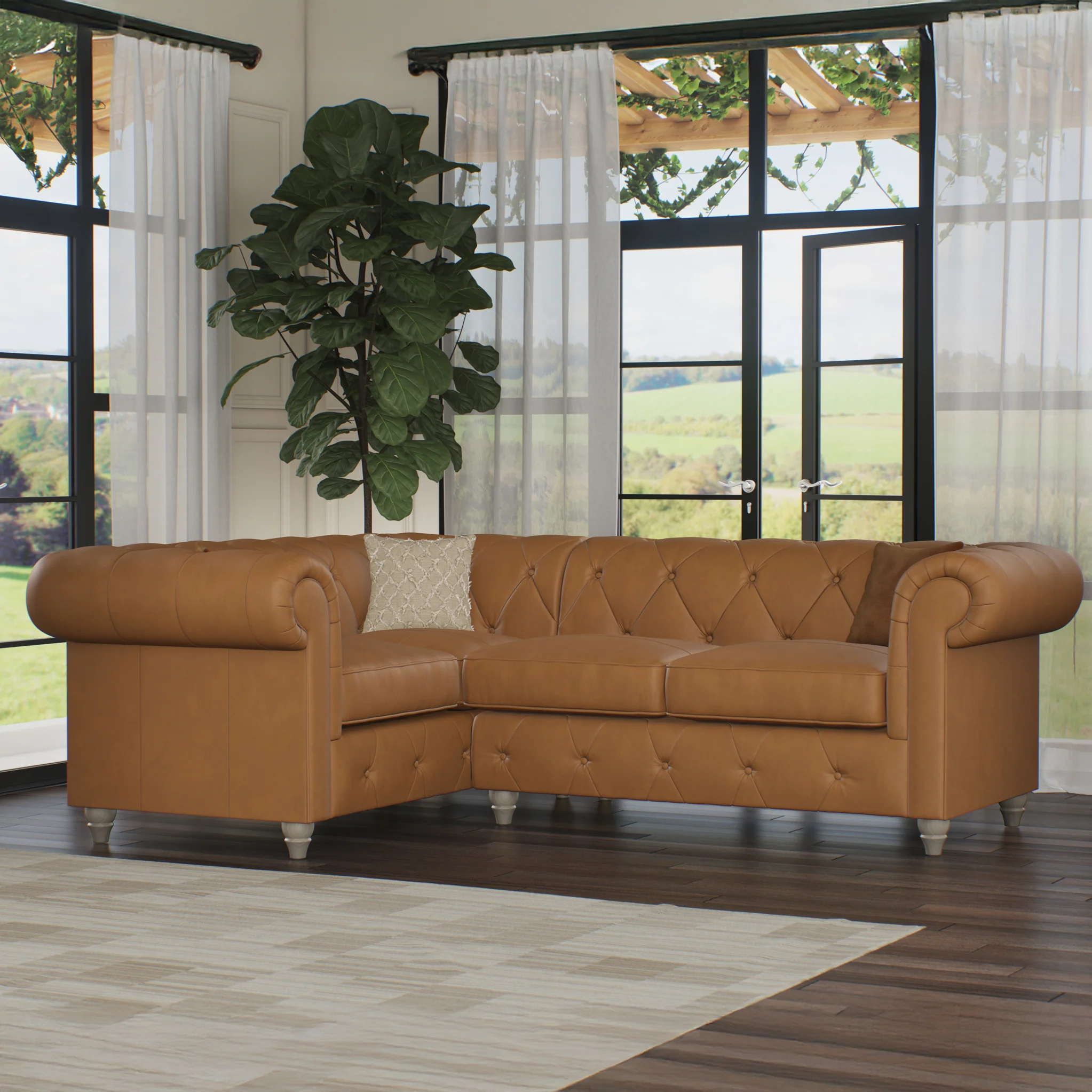 Everett Leather Corner Sofa - Image 91