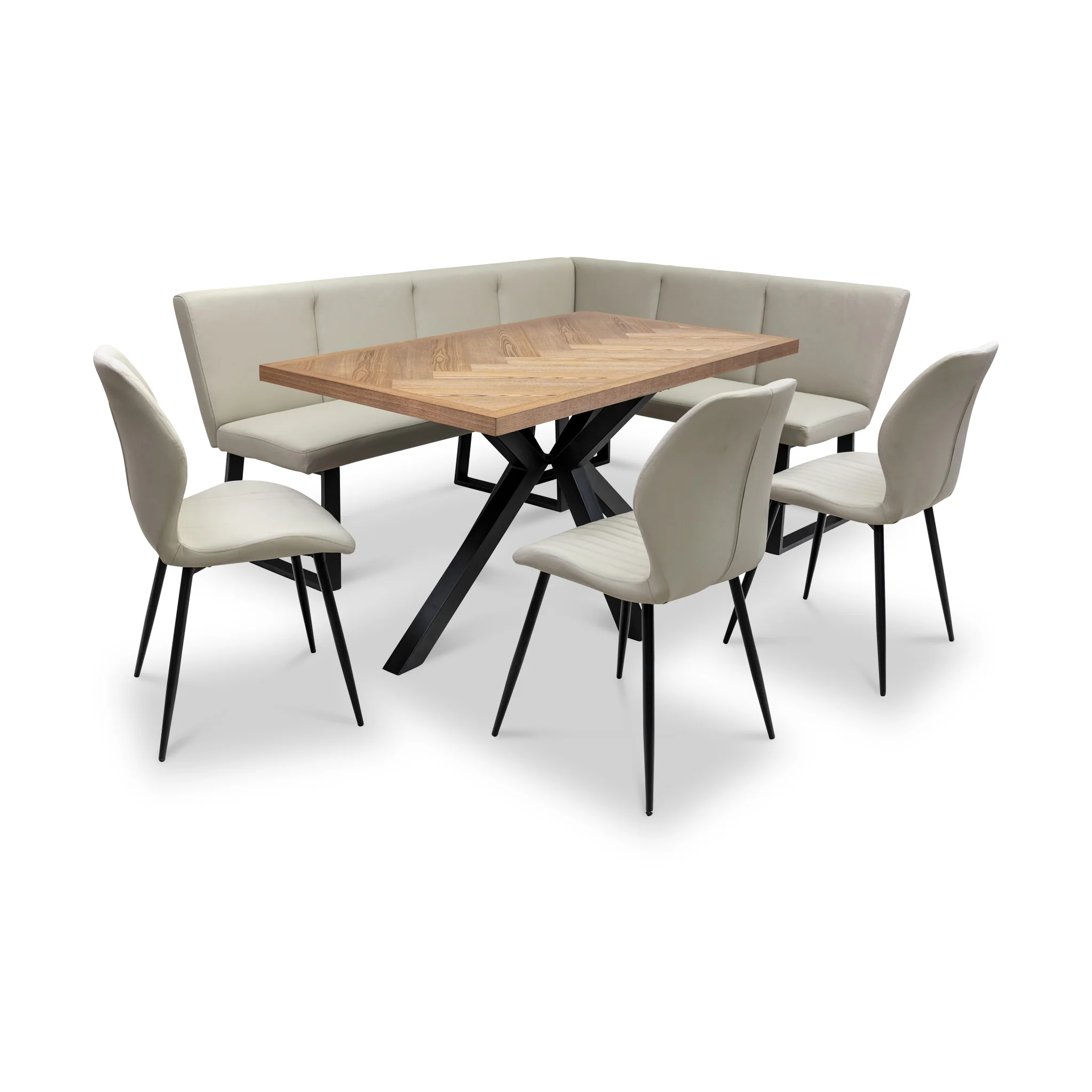 Everly 140cm Ash Herringbone Dining Table - Image 6