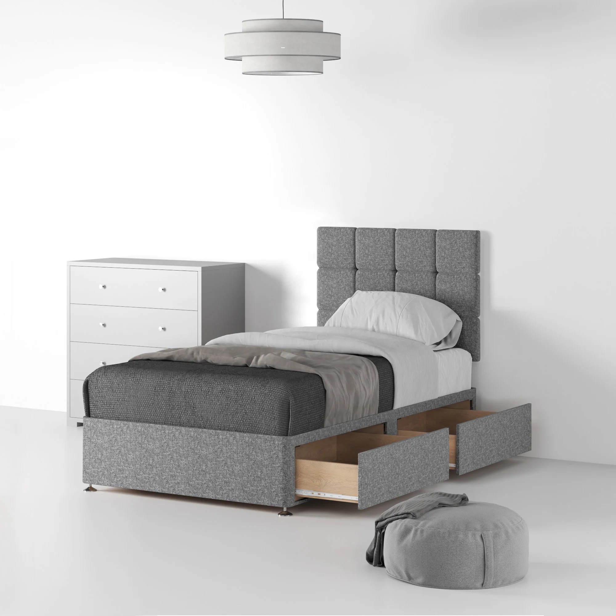 Farrow Cube Linen Divan Bed and Headboard - Image 21