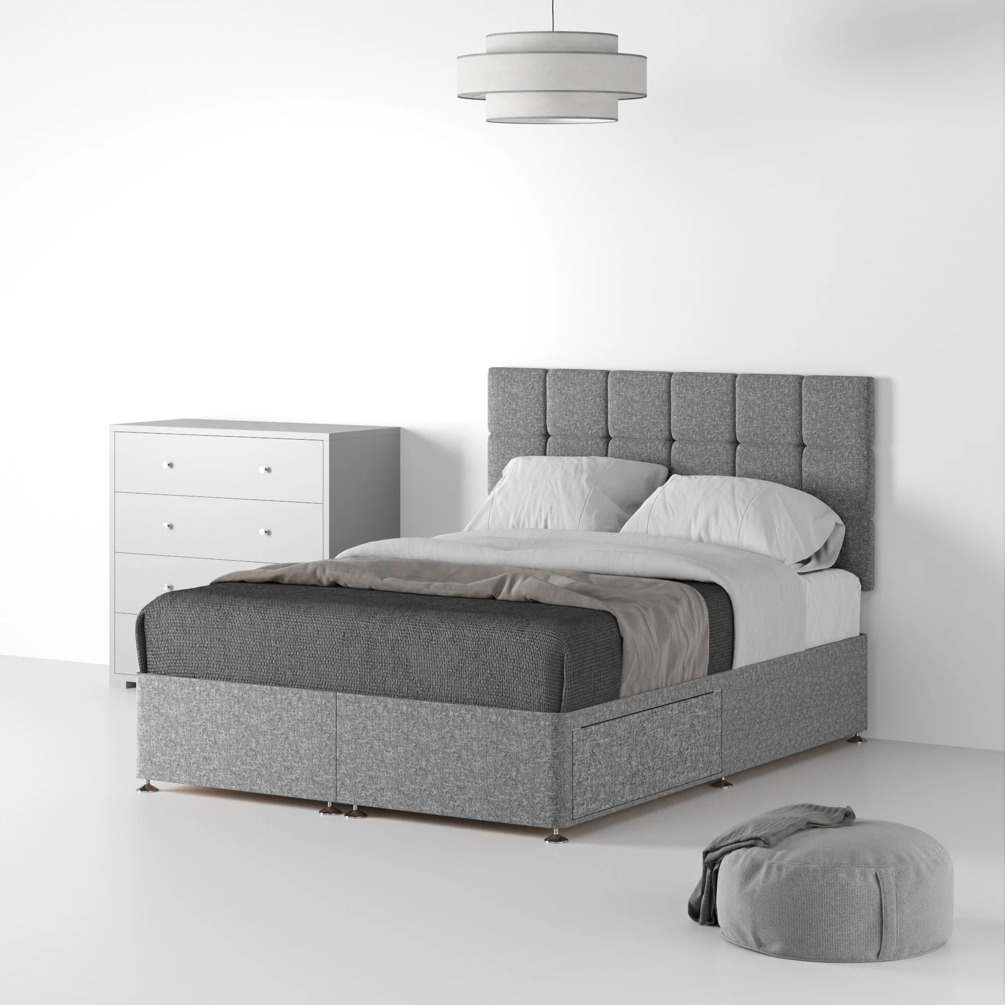 Farrow Cube Linen Divan Bed and Headboard - Image 26