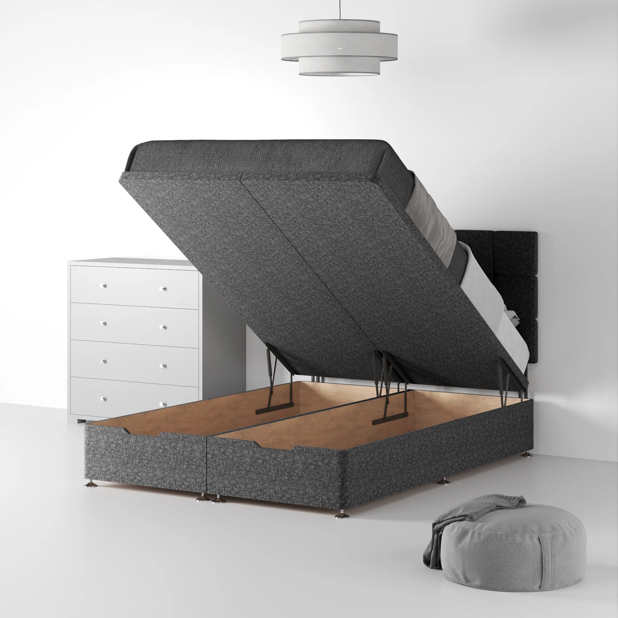 Farrow Cube Linen Ottoman Divan Bed and Headboard - Image 11