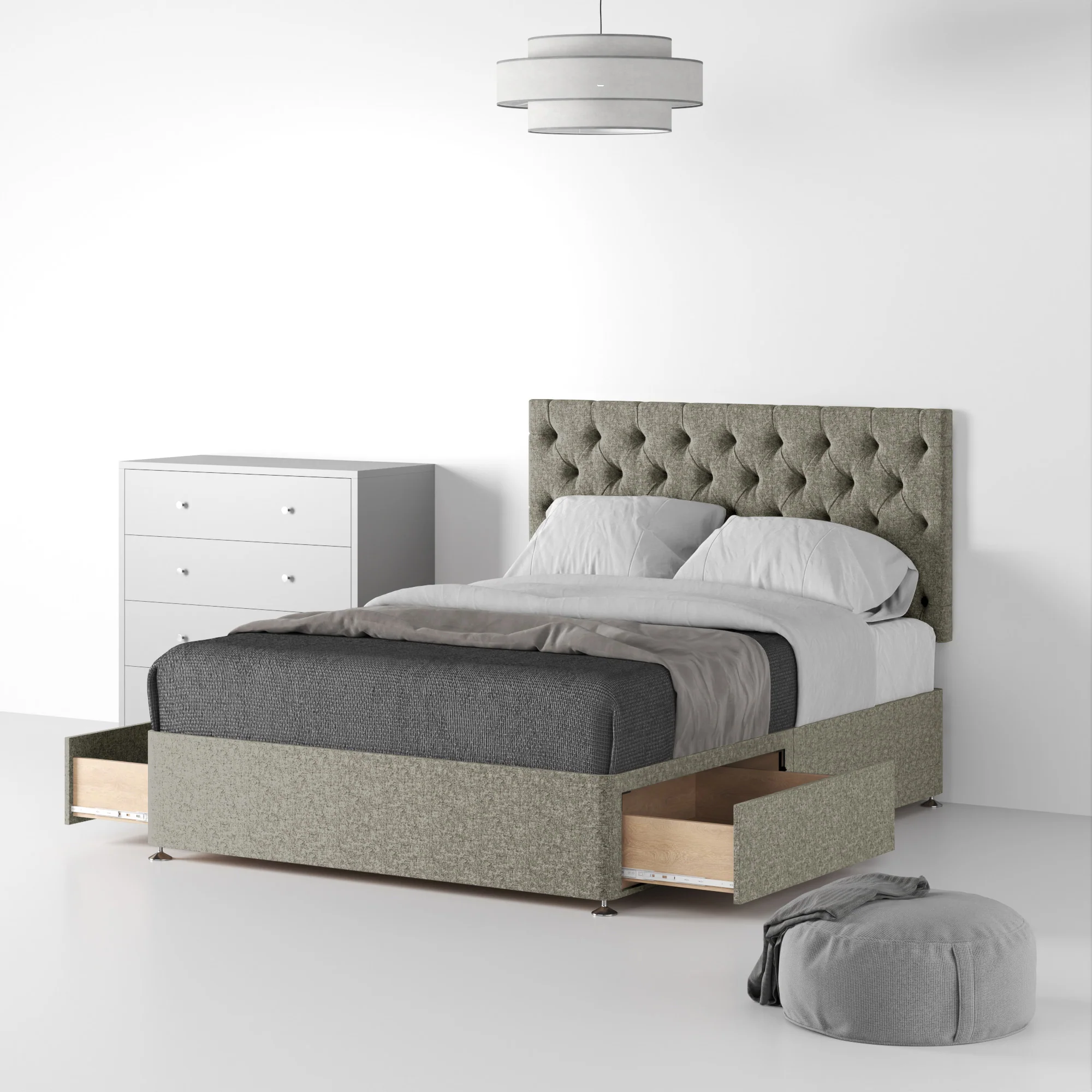 Farrow Diamond Linen Divan Bed and Headboard - Image 13