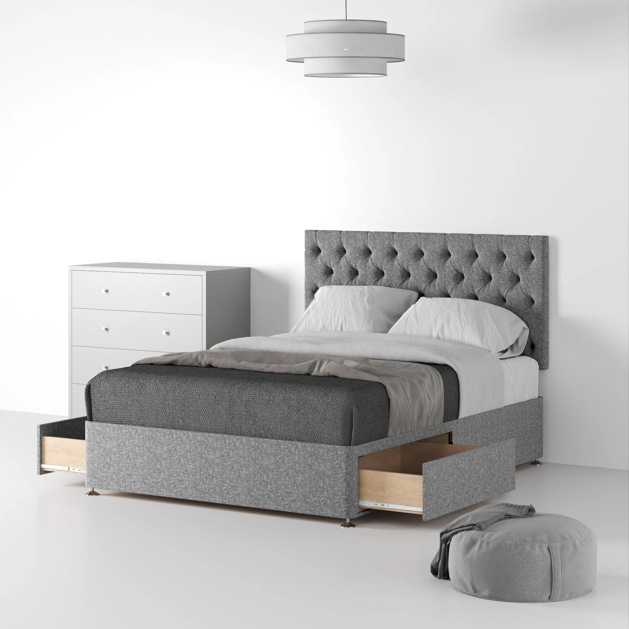 Farrow Diamond Linen Divan Bed and Headboard - Image 15