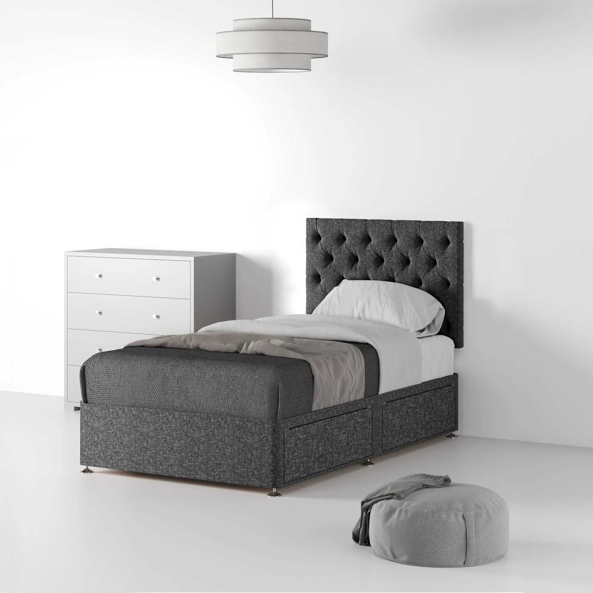 Farrow Diamond Linen Divan Bed and Headboard - Image 16