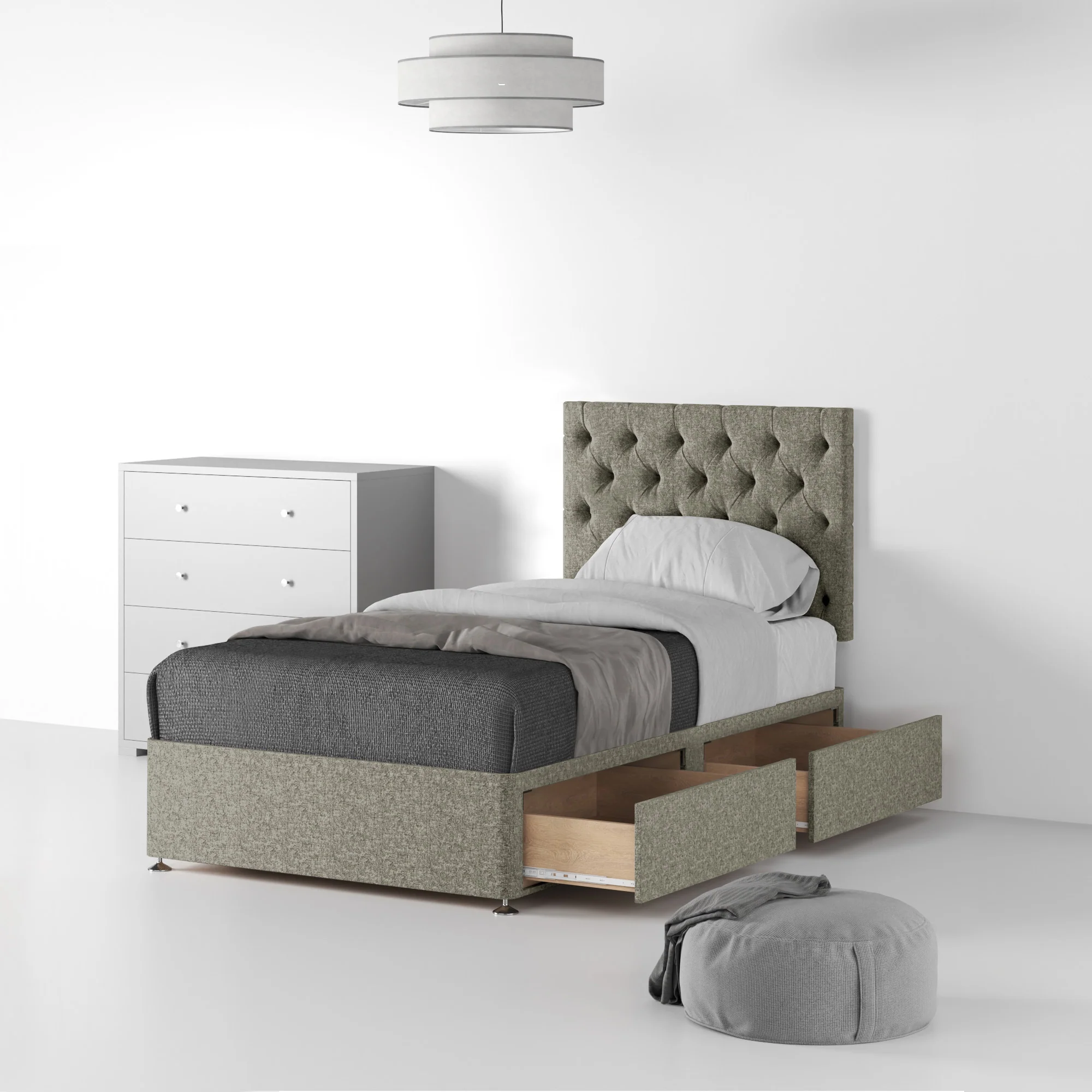 Farrow Diamond Linen Divan Bed and Headboard - Image 19