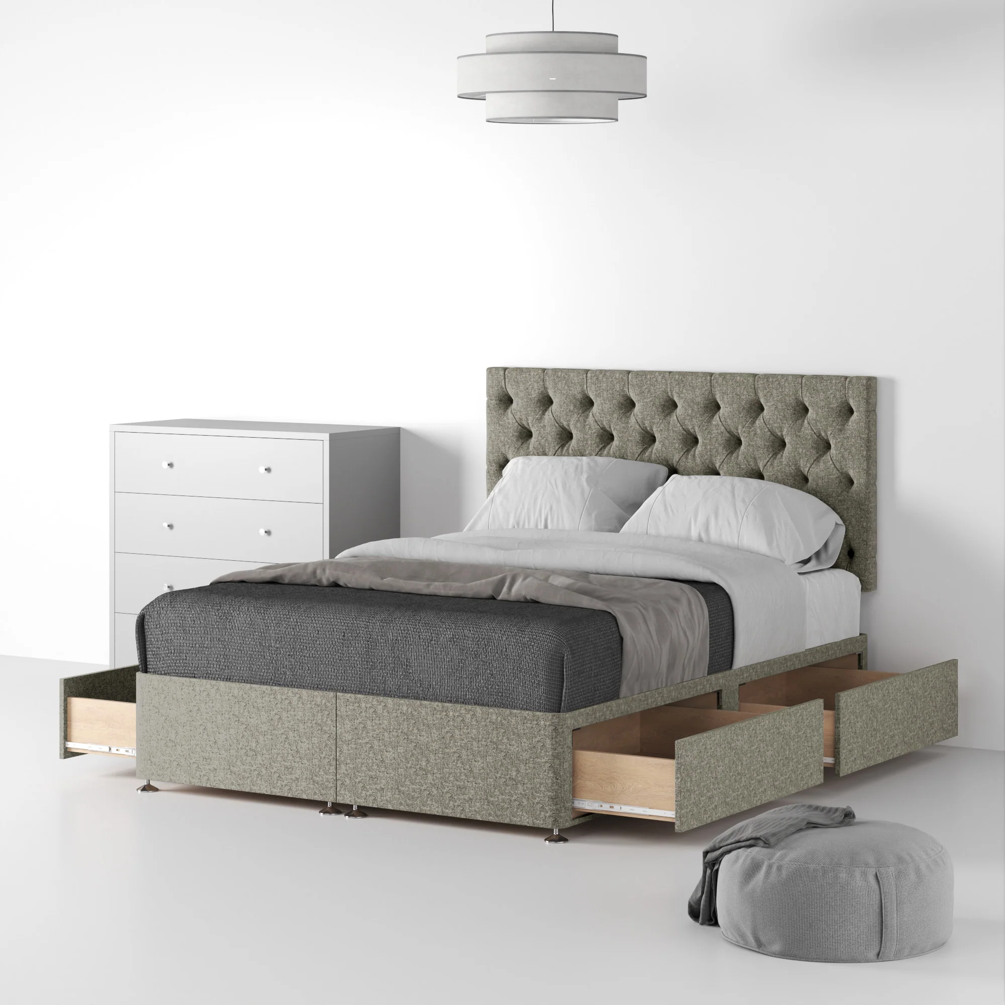 Farrow Diamond Linen Divan Bed and Headboard - Image 37