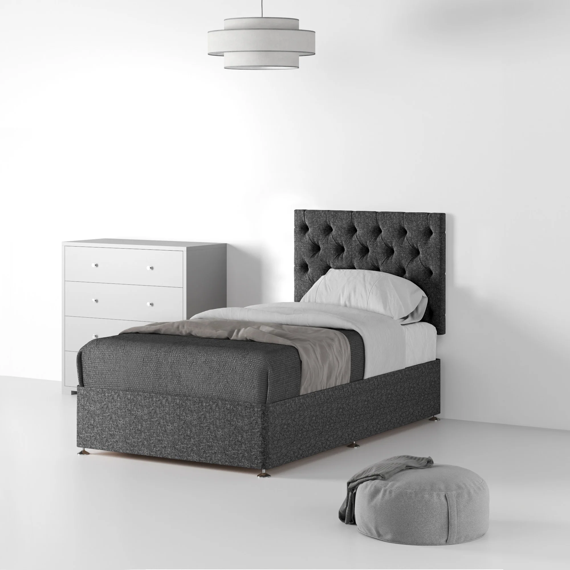Farrow Diamond Linen Divan Bed and Headboard - Image 4