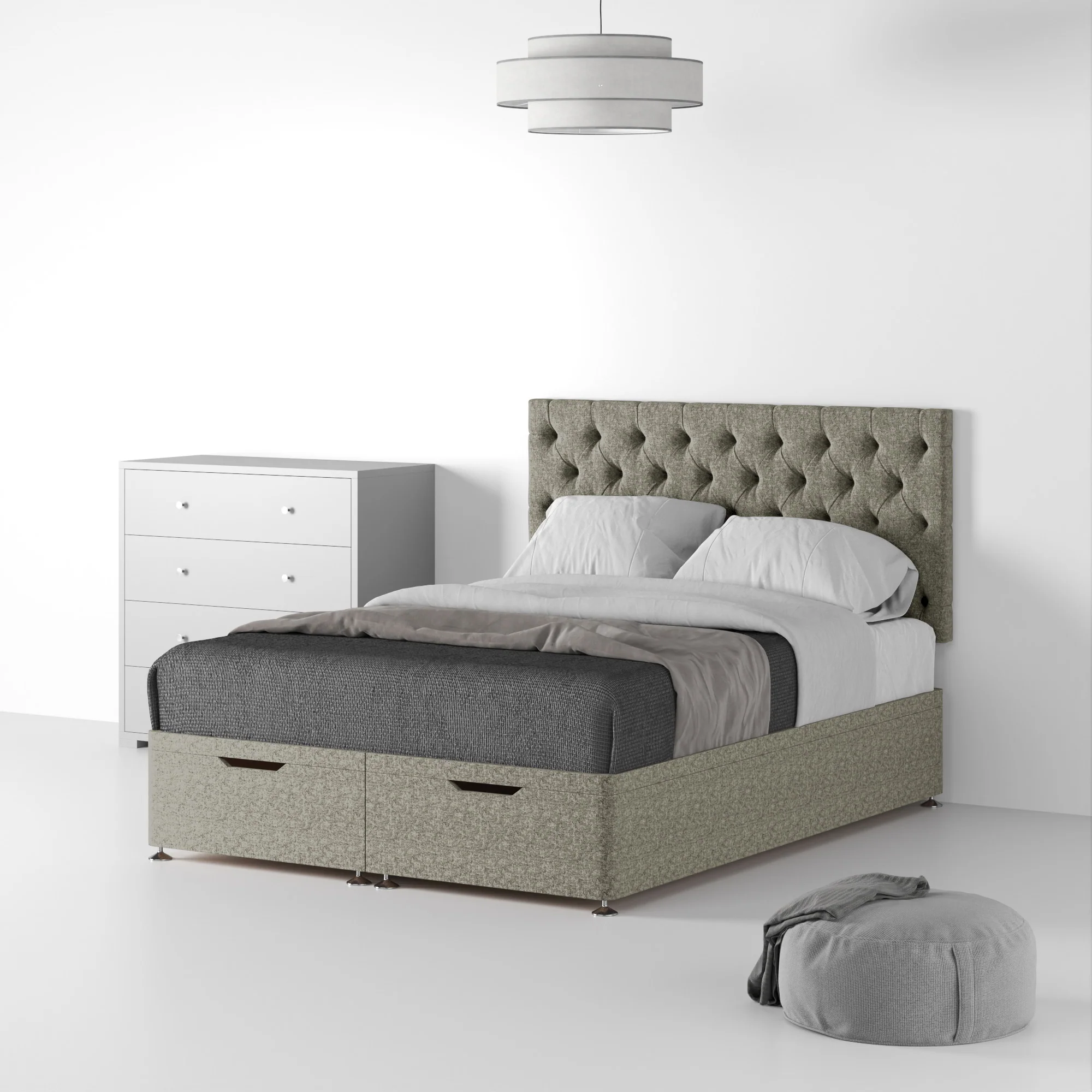 Farrow Diamond Linen Divan Bed and Headboard - Image 42