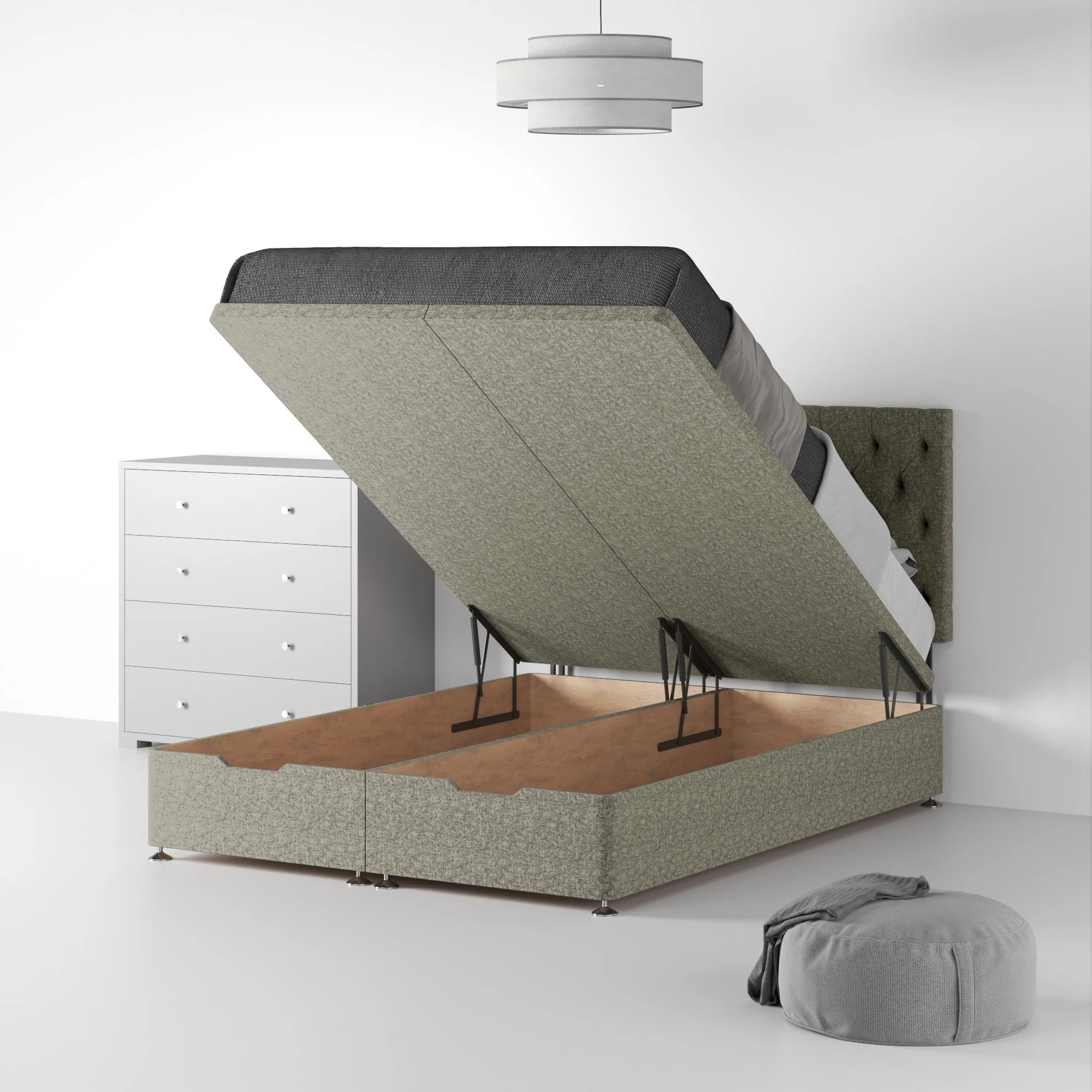 Farrow Diamond Linen Divan Bed and Headboard - Image 43
