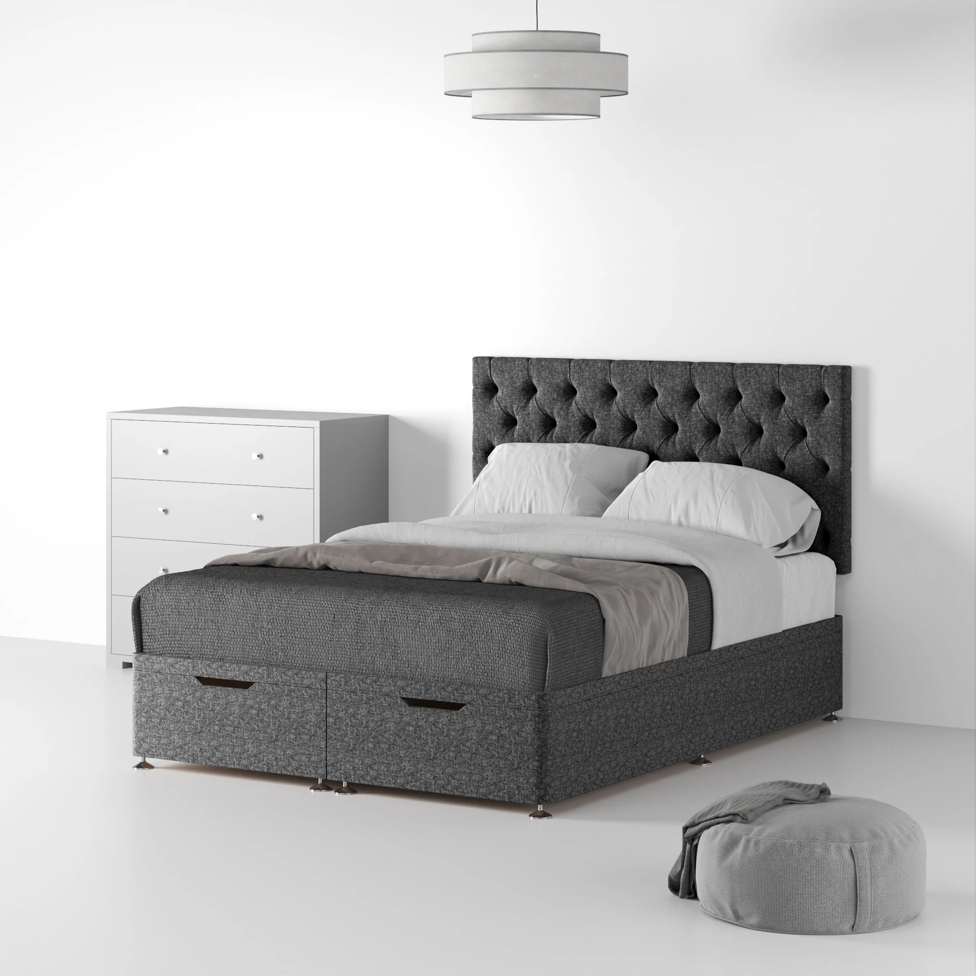 Farrow Diamond Linen Divan Bed and Headboard - Image 49
