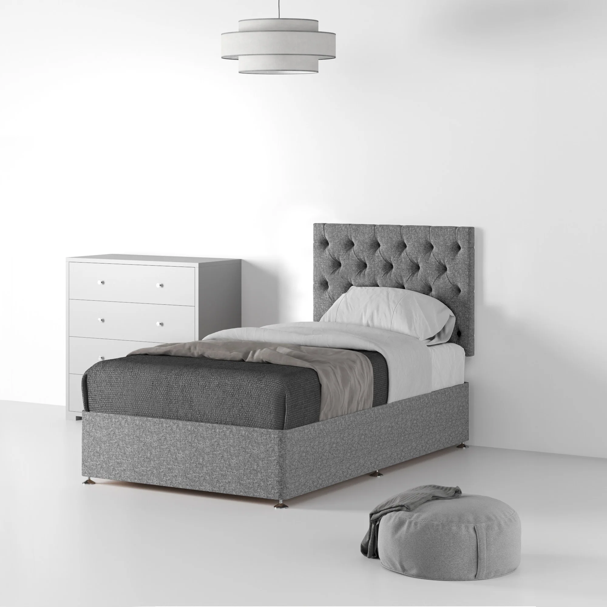 Farrow Diamond Linen Divan Bed and Headboard - Image 6