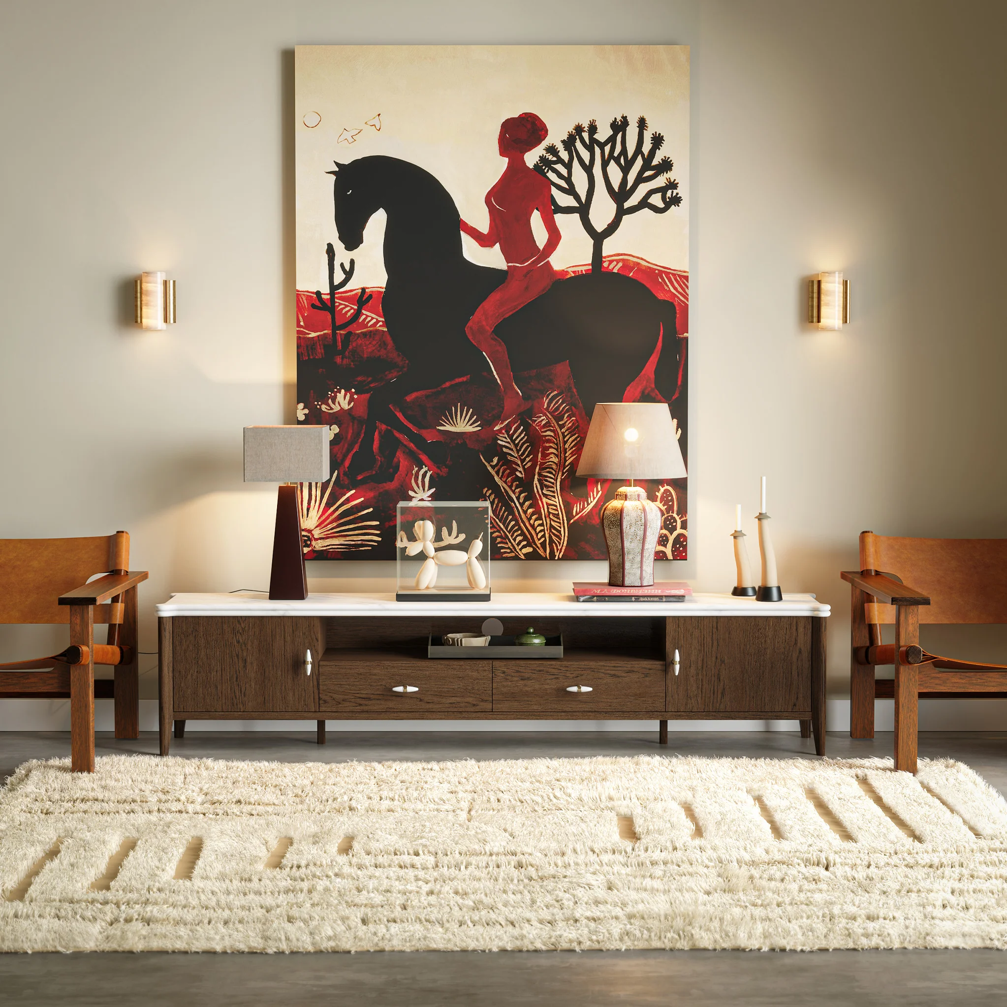 Hawthorne Dark Oak & Marble 210cm Large TV Unit - Image 2
