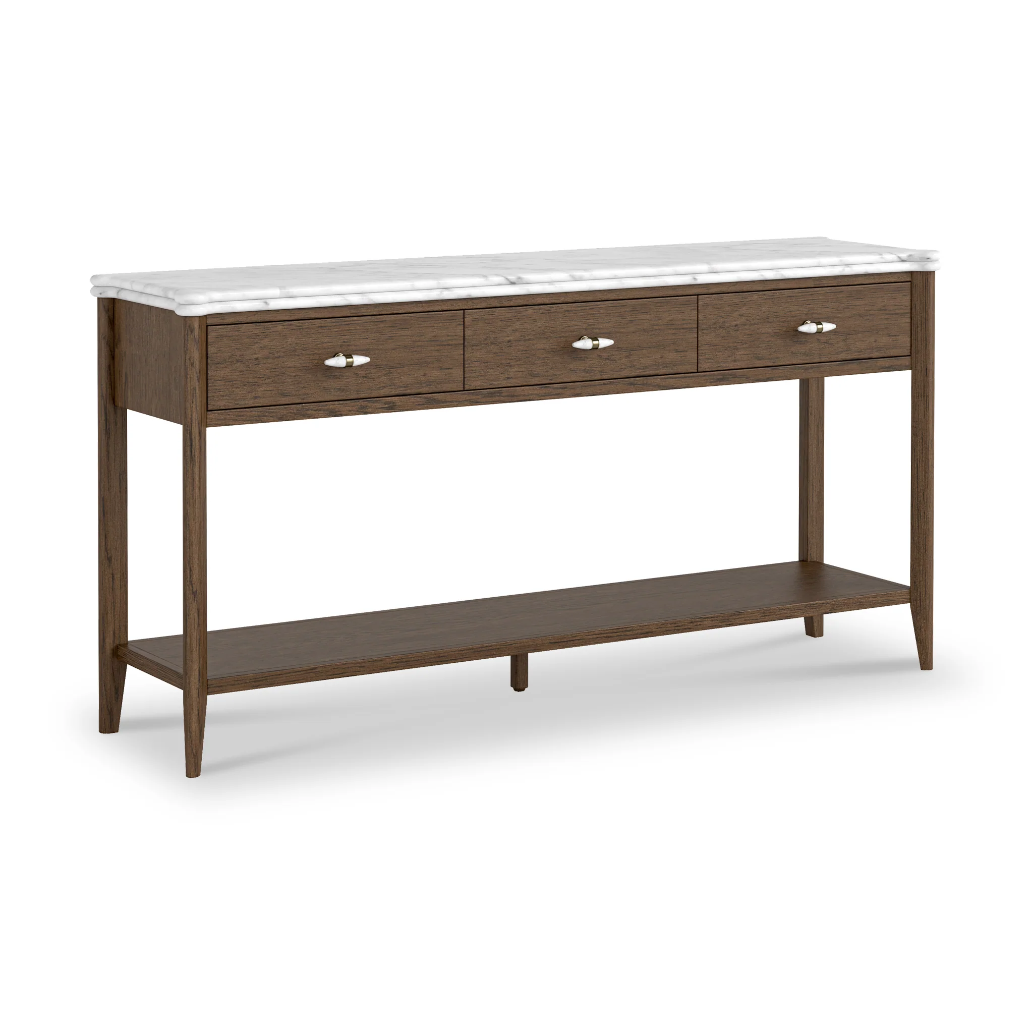 Hawthorne Dark Oak & Marble Large Console Table