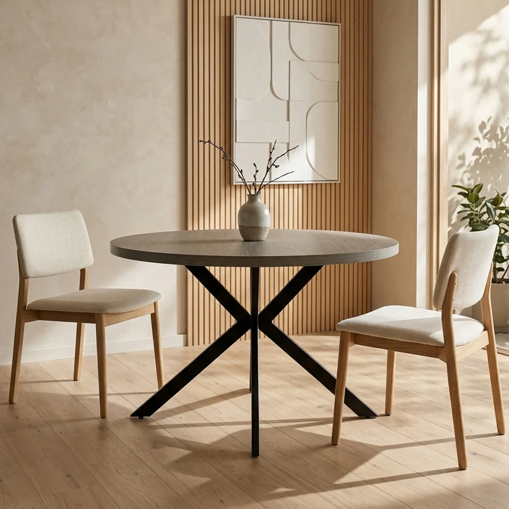 Langley 120cm Oak Effect Round Dining Table - Image 2