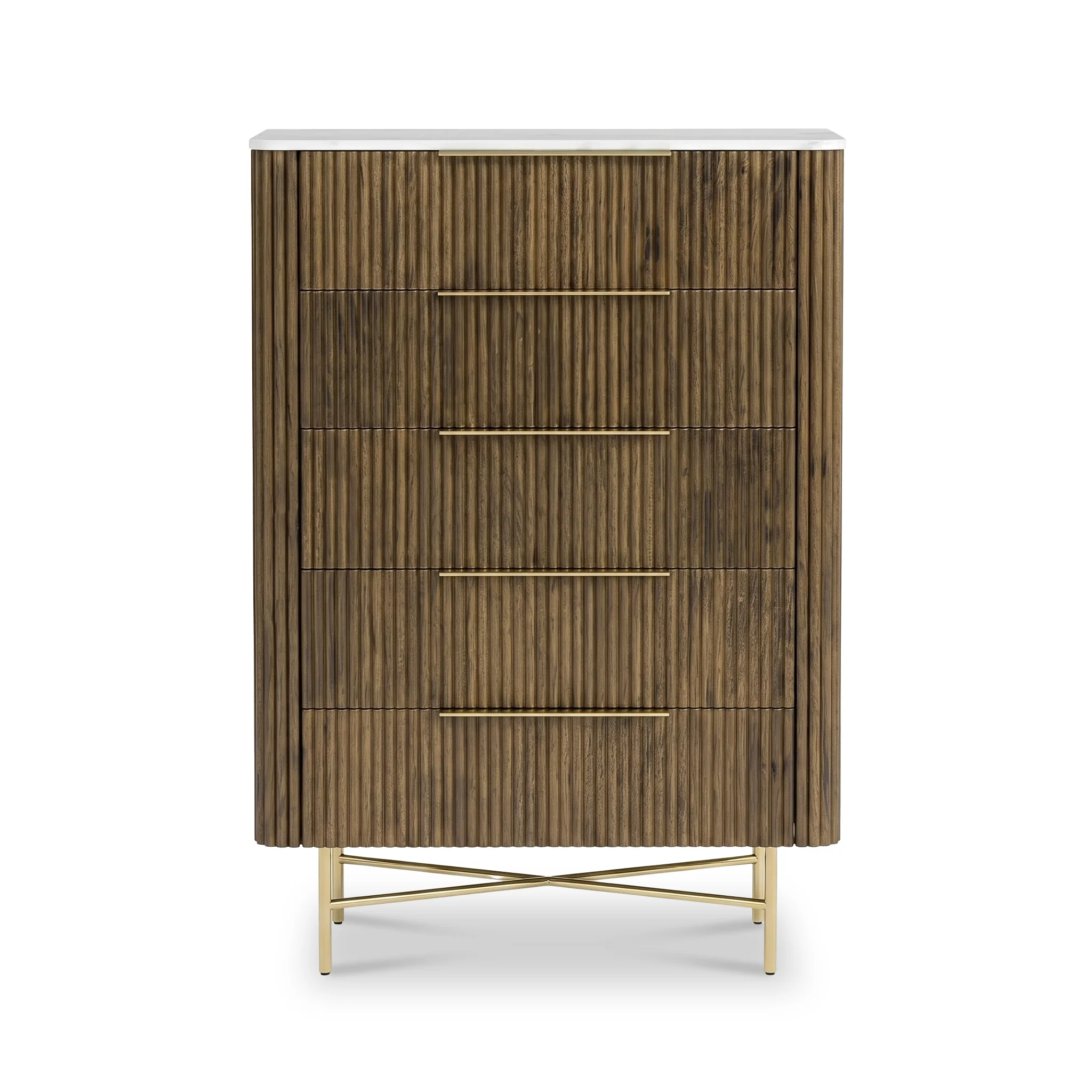 Milo Mango & Marble 5 Drawer Chest - Image 4