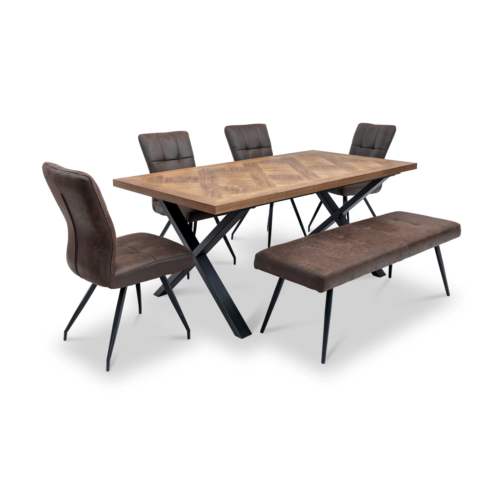 Montford 180cm Elm & Oak Top Dining Table - Image 4