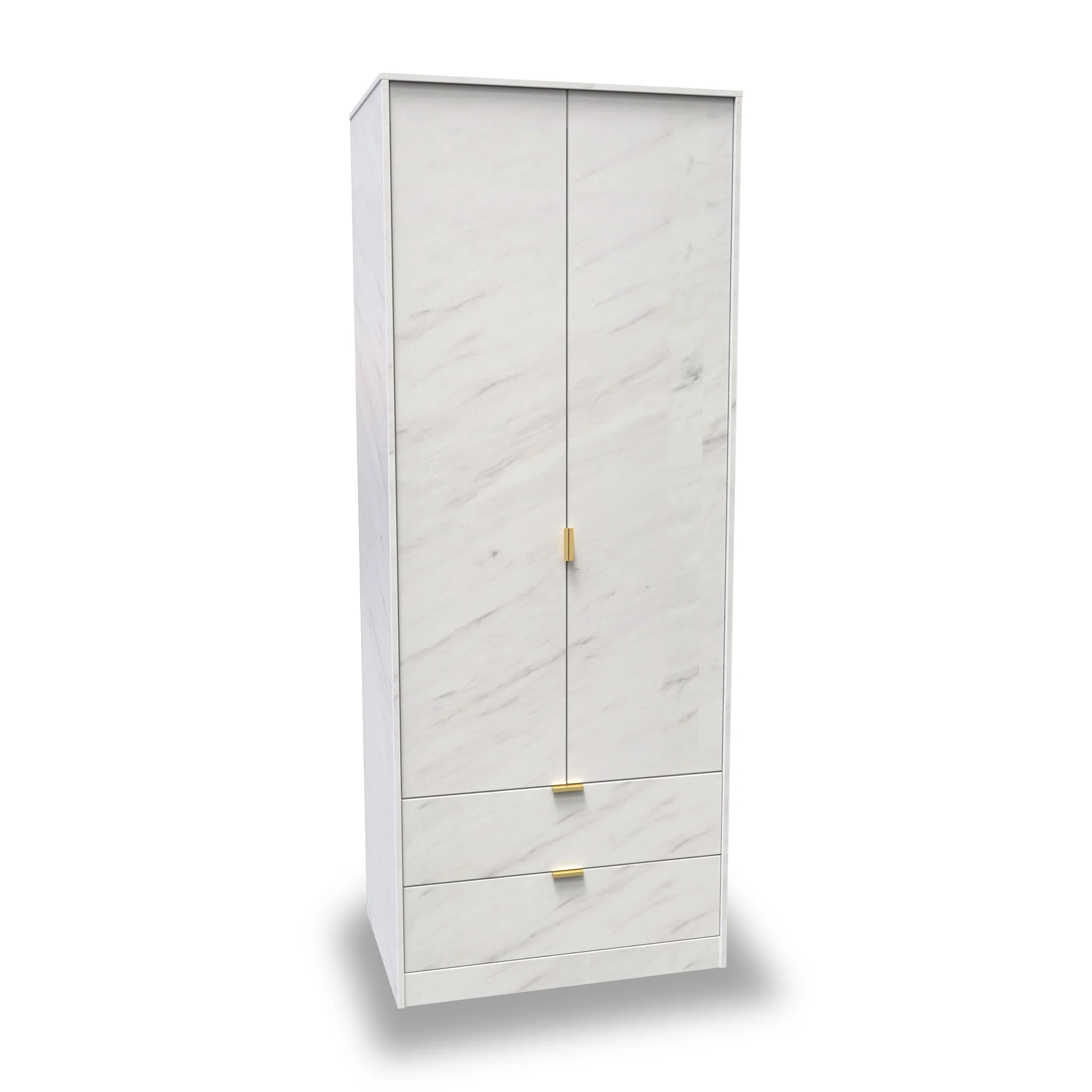 Moreno Marble Effect 2 Door 2 Drawer Double Wardrobe