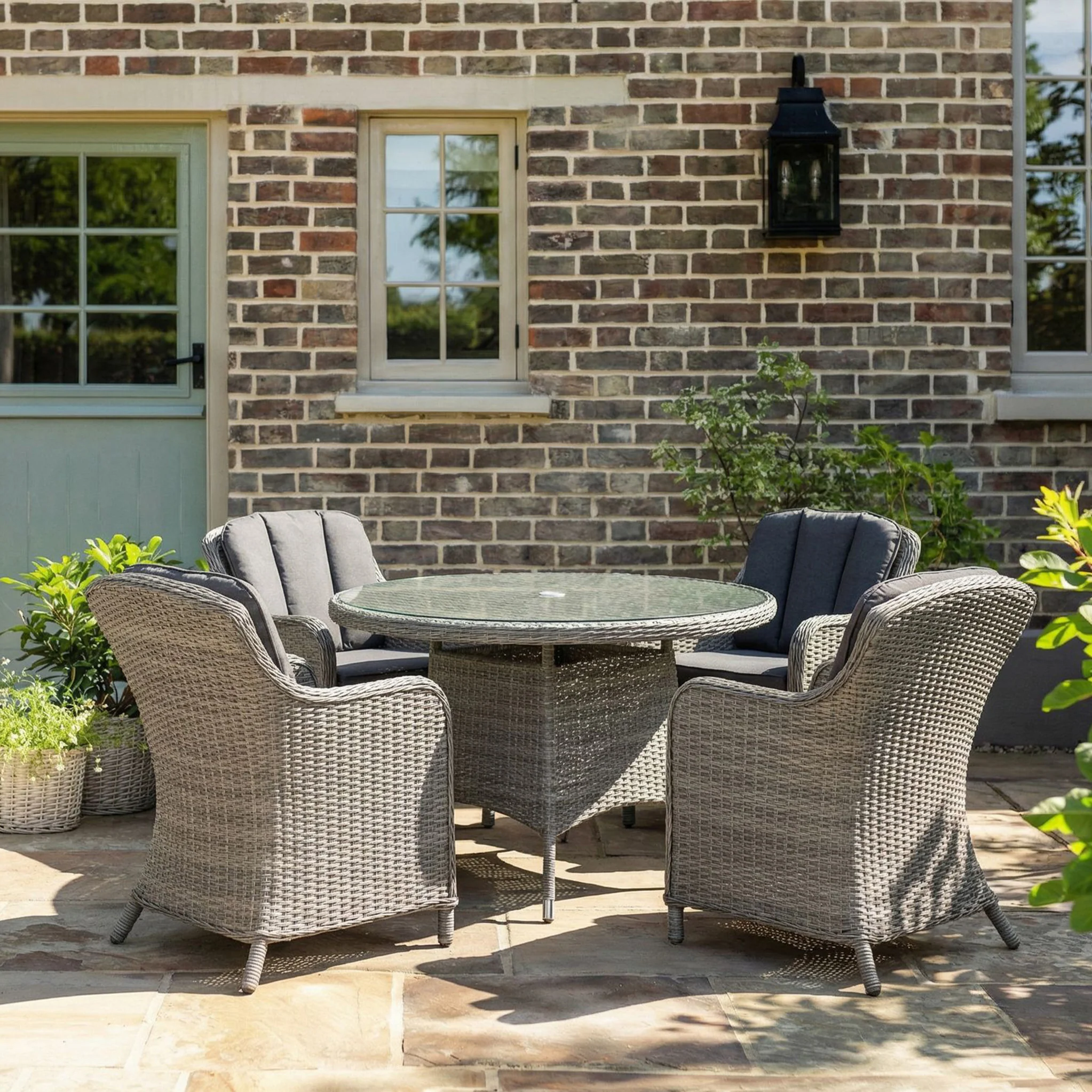 Paris 4 Seat 110cm Lux Rattan Dining Set - Image 2