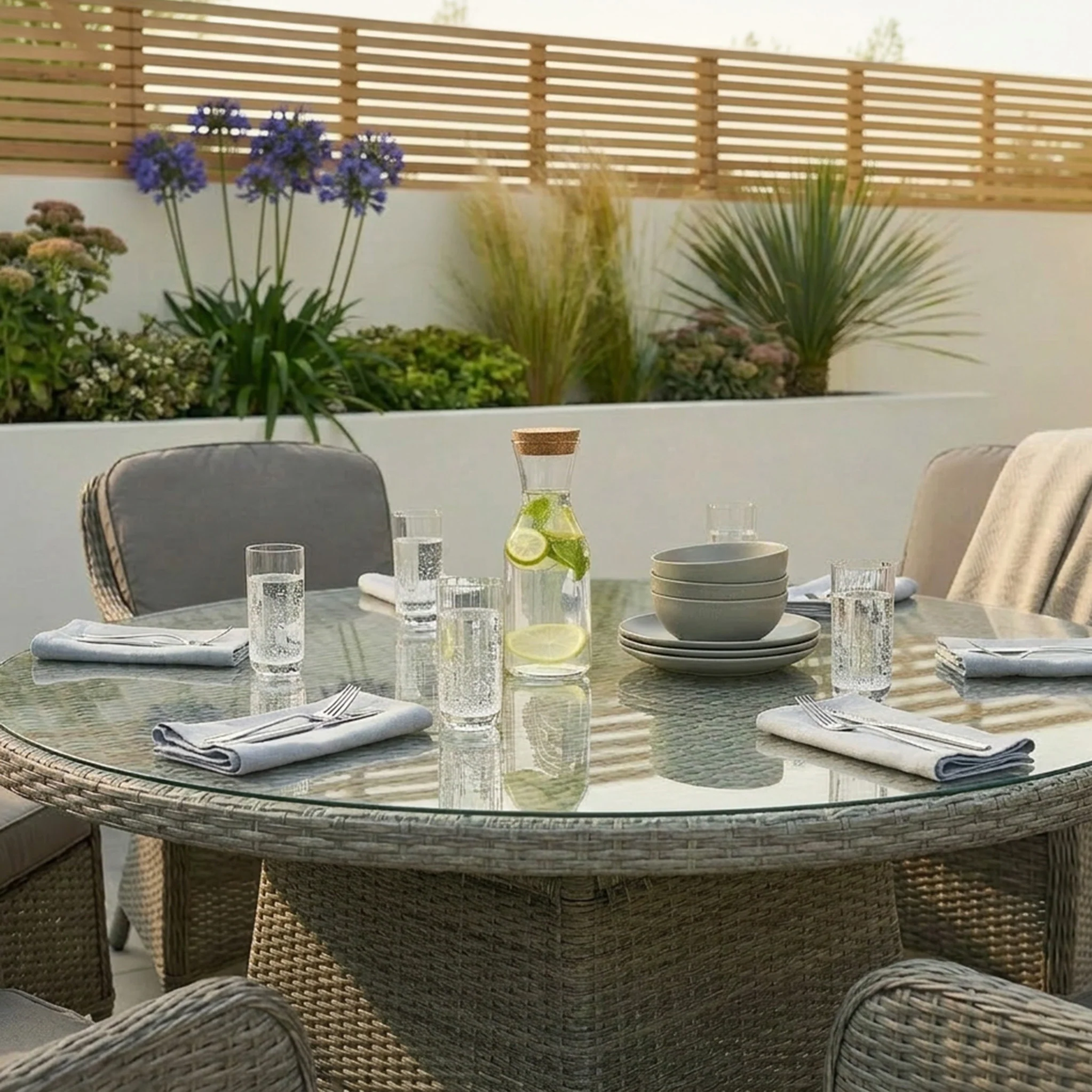 Paris 6 Seat 140cm Lux Rattan Dining Set - Image 3