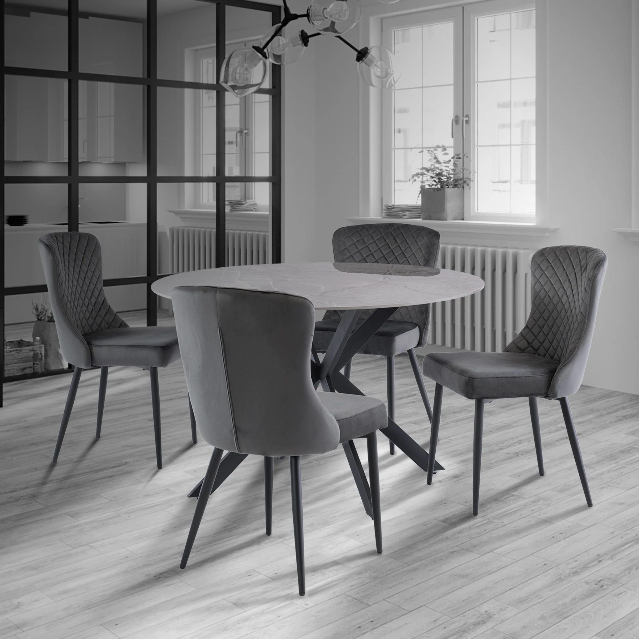 Perry Grey 120cm Sintered Stone Round Dining Table - Image 2