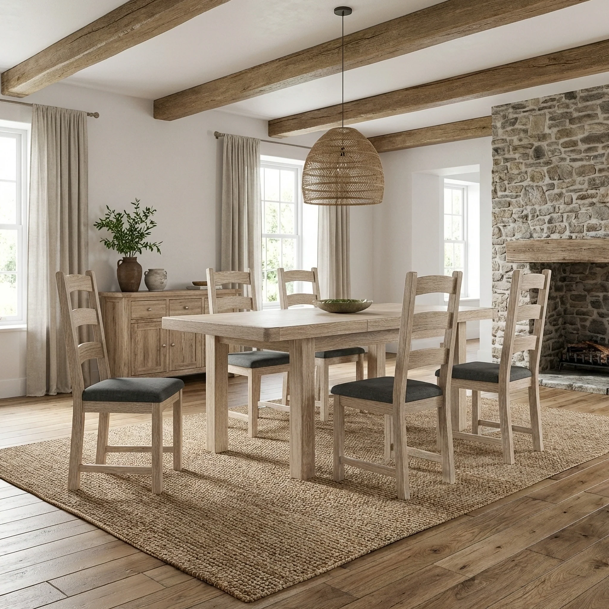 Portland Washed Oak 140-185cm Extendable Dining Table - Image 2