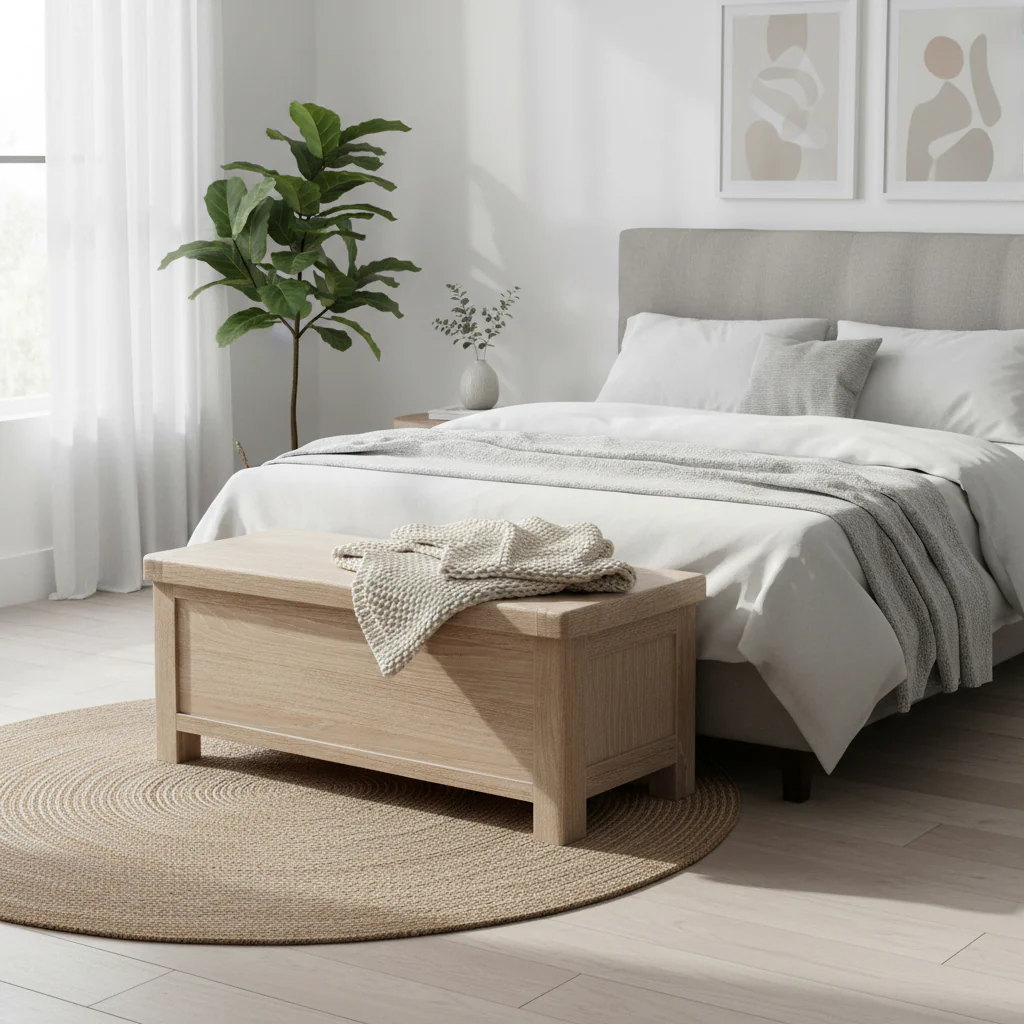 Portland Washed Oak Blanket Box - Image 2
