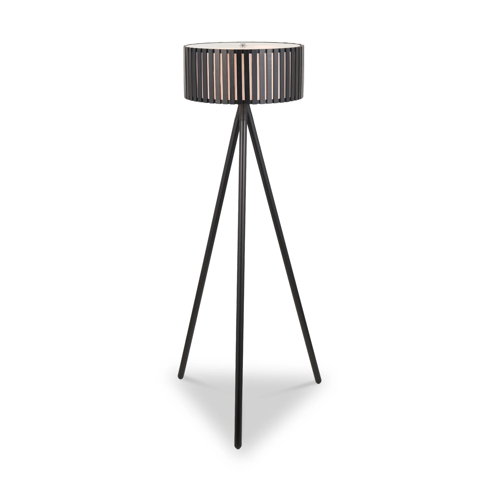 Rabanne Slatted Black Wood Tripod Floor Lamp