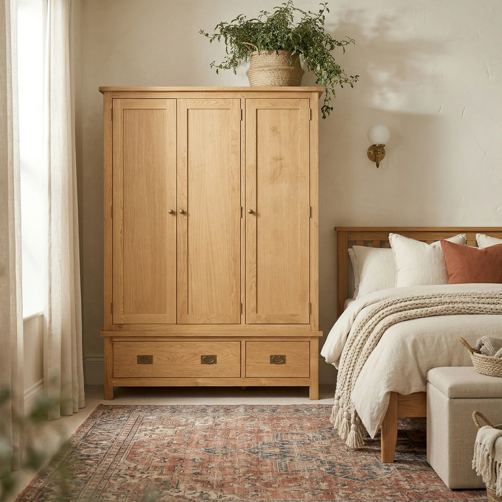 Surrey Oak Triple Wardrobe & Drawers - Image 2